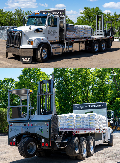 Camion de livraison en paysagement à Laval